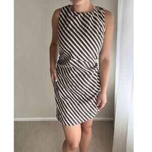 Witchery 100% Linen Brown White Stripe Dress summer resort vacation minimalist
